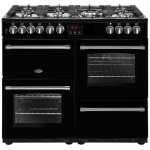 Belling Farmhouse FH100DFTBLK 110Cm Dual Fuel Range Cooker - Black