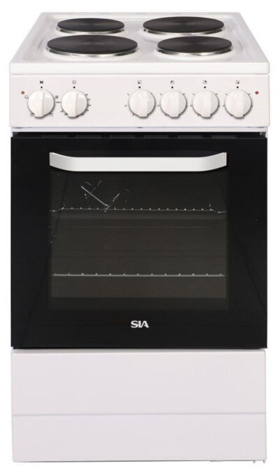 SIA ESXB50W 50cm Single Electric Cooker Solid Plate Hob - White (1 Year Warranty)
