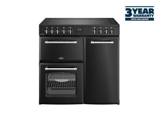Belling FH90EBLK 90cm Farmhouse Electric Rangecooker - Black (3 Year Warranty)