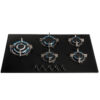 SIA GHG902BL 90cm Black 5 Burner Gas On Glass Hob With Cast Iron Pan Stands (*2 Year Warranty)