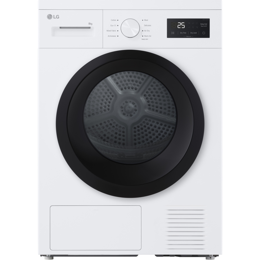 LG RHA1008NWK Heat Pump Tumble Dryer, 8kg, White (2 Year Warranty)
